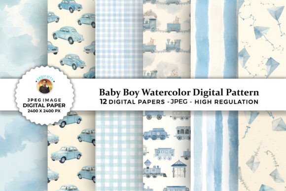 Download Baby Boy Watercolor Digital Patterns - Digital patterns Collection