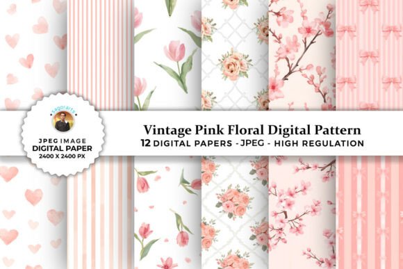 Download Vintage Pink Floral Digital Patterns - Digital patterns Collection