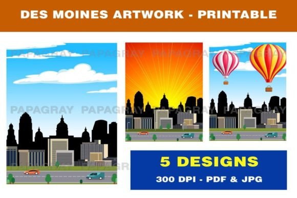 Download Des Moines Skyline - Printable Artwork - Printable artwork Collection