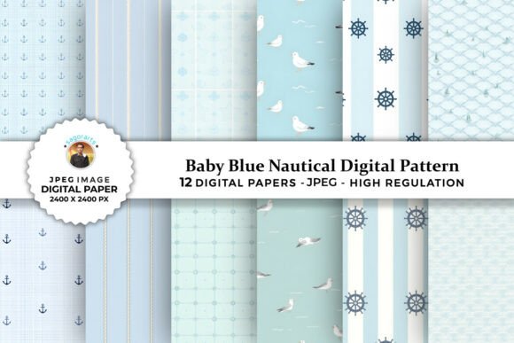 Download Baby Blue Nautical Digital Patterns - Digital patterns Collection
