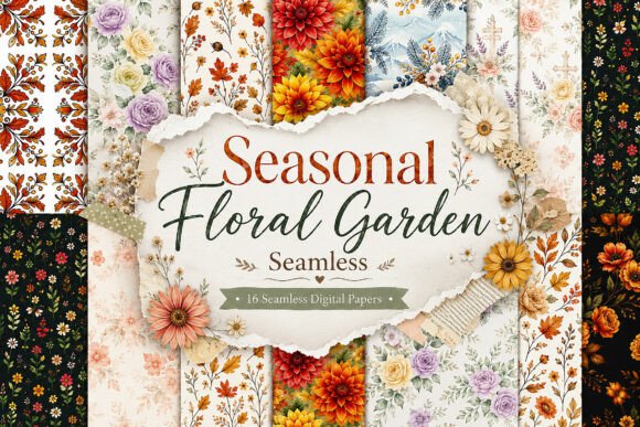 Download Seasonal Floral Garden Seamless Digital - Garden Collection