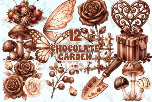 Download Chocolate Garden Clipart Elements PNG - Garden Collection