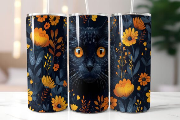 Download Mystical Feline Amidst Autumn Blooms - Autumn blooms Collection